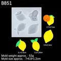 Translucent silicone lemon mold for fondant with yellow lemon slice and leaf samples - 2# Transparent B851