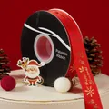 Red Christmas ribbon with gold snowflake print on spool for festive gift wrapping - Christmas Tree / 2.5cm*40 Yards / Red