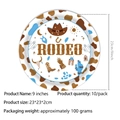 9-inch rodeo cowboy themed disposable paper plates with bull skull and cactus print - Large Plates