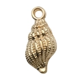 Ciondolo dorato a forma di lumaca di mare con trama metallica per gioielli fai-da-te - 1 Pezzo Conchiglia 9x19mm