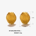 Minimalist rectangular wavy earrings in golden stainless steel with dimensions 1.6cm x 1.3cm - Wavy Oval Studs