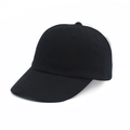 Close-up of the black cotton twill texture and stitching on a classic baseball cap - Size 48 Head Circumference (8 Months-3 Years) / Black