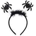 Dettaglio cerchietto Halloween con piume nere e ragni scintillanti su molle flessibili - 1# Ragno
