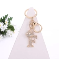 Golden crystal letter F keychain with sparkling rhinestones for backpack charm - Letter F / Gold
