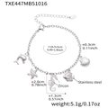 Bracciale oceanico in acciaio inossidabile argento con ciondoli stella marina e zirconi - Bracciale DIY Cavalluccio Marino Colore Acciaio