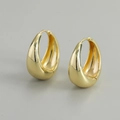 Minimalist chunky teardrop hoop earrings in polished gold finish with S925 hallmark - K Gold