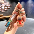 Cute Capybara keychain with red scarf and brown silicone strap for bag decoration - B228-6 Red Scarf