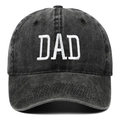 Classic washed cotton baseball cap in black with white DAD embroidery and curved brim - Adjustable / Black DAD