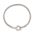 Polished silver stainless steel paperclip chain bracelet with round spring clasp - 17cm / Steel Flat Snake Chain