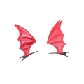 Close-up of bright red devil wing hair clips with black alligator grips for Halloween - Style 2 Red Bat Hair Clips