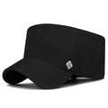 Klassieke zwarte katoenen cadet cap met een zilveren metalen badge aan de zijkant - Verstelbaar / Zwart