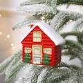 Squisito ornamento natalizio a casetta rossa con tetto bianco e gancio dorato - Casa 8*5*9.5cm