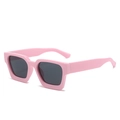 Occhiali da sole quadrati con montatura spessa rosa e lenti grigio scuro dallo stile moderno - Regolare / Montatura Rosa Lenti Grigie