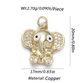 Golden elephant pendant charm with clear zircon inlays and copper material specs - Rhinestone Elephant Style (CX122-5)