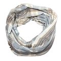 Faux cashmere pocket infinity scarf in grey beige and brown check pattern fabric - F44