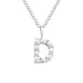 Elegante collana in acciaio inossidabile argento con ciondolo lettera D e perle da donna - D-Argento