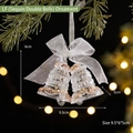 Transparent acrylic double bell Christmas ornament with gold sequins and a white bow - Sequin Double Bell
