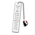 Stainless steel bookmark with black cat and red heart pendant for grandmothers - A8-Grandma Angel Cat