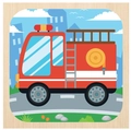 3D wooden fire truck puzzle with vibrant red colors for children's cognitive learning - New Fire Truck
