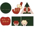Christmas greeting card set with 6 creative red and green festive apple designs - Merry Christmas Cards (12 Sheets/Set)