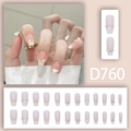 Faux ongles ballerine style français avec accents de perles et dégradé pailleté doux - Dégradé Rose Français Coeur Perle (D760 Style Colle)