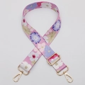 Adjustable pink floral replacement shoulder strap with gold metal buckles for crossbody bags - No. 618 Gold Hook