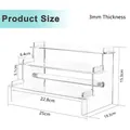 Dimensiones del soporte acrílico de 3 niveles con grosor de 3mm y longitud de 25cm - Expositor de 3 Niveles