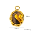 Gold stainless steel oval tiger eye stone pendant with size 17.8mm by 11.8mm details - Irregular Oval Pendant - Yellow Tiger Eye