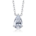 Collar con colgante de pera en plata con piedra blanca en forma de gota de agua - Plata 925 / Tono Plateado (N038)
