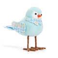 Hellblaue Oster-Vogelfigur aus Plüsch mit Blumenmuster-Flügeln und stabilen Beinen - Blauer Vogel