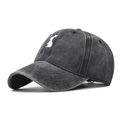 Cappellino da baseball in cotone lavato grigio scuro con ricamo a forma di coniglio - Regolabile / Coniglio Nero
