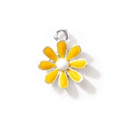 Gänseblümchen-Anhänger in Gelb mit weißem Zentrum und silberner Öse für Schmuck - Gelb Versilbert