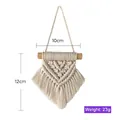 Handgefertigter Boho-Wandbehang aus cremefarbener Baumwolle mit Fransen und Holzstab - Stil 1 / Anpassbar