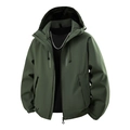 Détails de la veste d'extérieur vert armée avec tissu imperméable et poches zippées - S / Vert olive