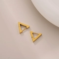 Minimalist gold triangle hoop earrings in titanium steel for men with geometric design - Gold