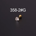 Clou d'oreille en acier inoxydable doré avec zircon blanc en forme de cœur - Cœur / 4mm / Or