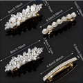 Set di quattro fermagli per capelli dorati con strass marquise e perle eleganti - Set di Accessori per Capelli in Oro con Strass e Perle (Stile AF)