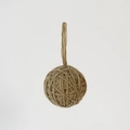 Rustic 5cm natural jute twine ball Christmas ornament with hanging rope on white background - Jute Color