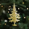 Golden Christmas tree pendant with star top and hanging rope for festive holiday decor - Christmas Tree