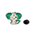 Spilla in smalto axolotl bianco con quadrifoglio e luna e chiusura a farfalla nera - C2683-3(Quadrifoglio)