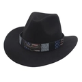 Dettaglio cappello cowboy nero con stemma aquila in metallo e fascia bandiera americana - Cintura Aquila / Nero