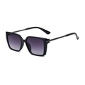 Women's square polarized sunglasses with black frames and purple gradient lenses - Bright Black / Gradient Gray