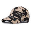 Klassische Baseballkappe in Schwarz und Beige mit Zeichentrickbär-Motiven und Schriftzug - Verstellbar / Schwarzer Bär