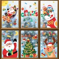Christmas window static stickers set featuring Santa, reindeer, and Merry Christmas slogan - 6-Sheet Set XC061-XC070 Mix