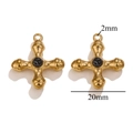 Gouden titanium stalen kruishanger met zwarte edelsteen en 20mm maataanduidingen - Enkel Stuk / Rode Turkoois