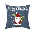 Detail of Christmas pillowcase with Santa Claus and Merry Christmas text on blue background - 18x18 Inch / Dark Blue Cartoon Santa Style (DRD314-1)