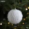 White petal foam Christmas ball with silver string hanging on a warm lit tree - 7.2cm/11g / White Stamen Glitter Foam Ball Style E