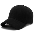 Gorra de béisbol de pana negra clásica con diseño de seis paneles y visera curvada fina - Negro / Ajustable