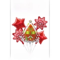 5pc Christmas balloon set including gingerbread house and red stars for party decor - Gingerbread House Set