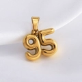 Minimalist 18K gold plated number 95 pendant necklace on white luxury silk background - Number 95